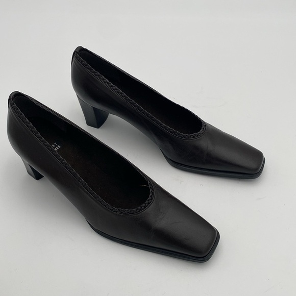 Stuart weitzman leather brown pump shoe women 6.5AA pull on vintage Y2K event - Picture 2 of 14